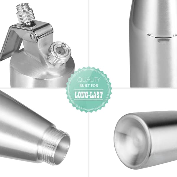 500 ml professionel flødesifon med 3 låg og 1 børste, 1 netpose, køkkensifon