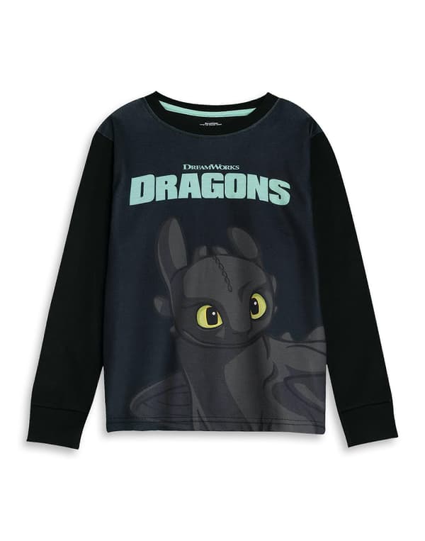 Unisex Barn Långärmad Långbent Pyjamas Set Svart Tandlös Black 11-12 Years