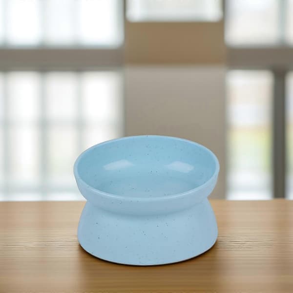 Plastik kattefoderskål med høj base 2 stk. til fodring af kæledyr, assorterede farver