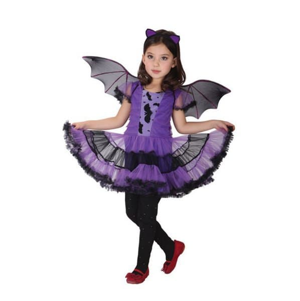 Halloweendräkt 'Batgirl' / klänning / vingar Barn Flicka Lila