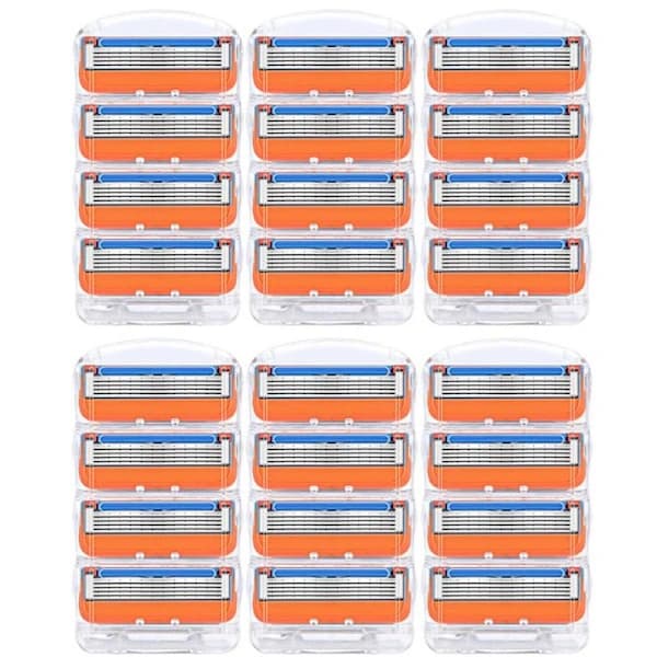24 st rakbladspåfyllningar för Fusion 5, rakblad för män - Orange ny version 24pcs