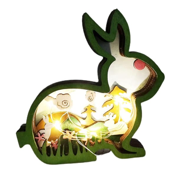 Rabbit LED Lamp Soft Lighting Cutout Design Smooth Edge Battery Operated Creative Shape Decorative 2 Styles Easter Bunny Ornament Decor LED B