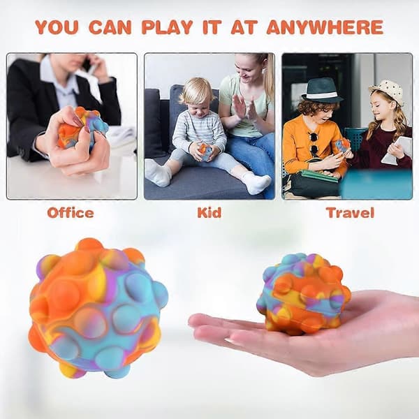 Pop Stressbold Fidget Legetøj 3D Silikone Fidget Bold, Fidget Stressaflastningsbolde til ADHD, OCD