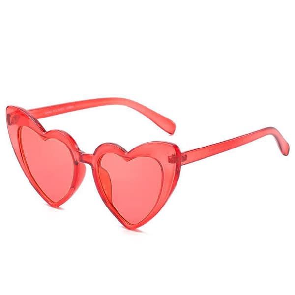 Retro hjerteformede solbriller dame overdimensjonerte UV400 Rød Red one size