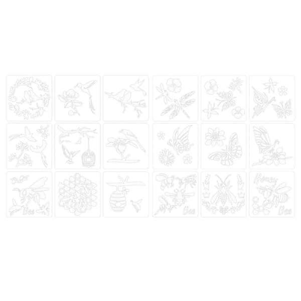 18 stk. blomster- og bladskabeloner til DIY-stenmaling, kunstprojekter og hobbyarbejde