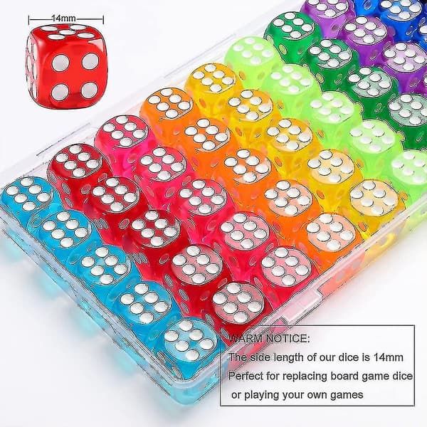50 Stykker Farvede Terninger, 6-sidede Terninger til Brætspil, Bulk Terninger til Matematikindlæring, Terninger til Klasseværelset