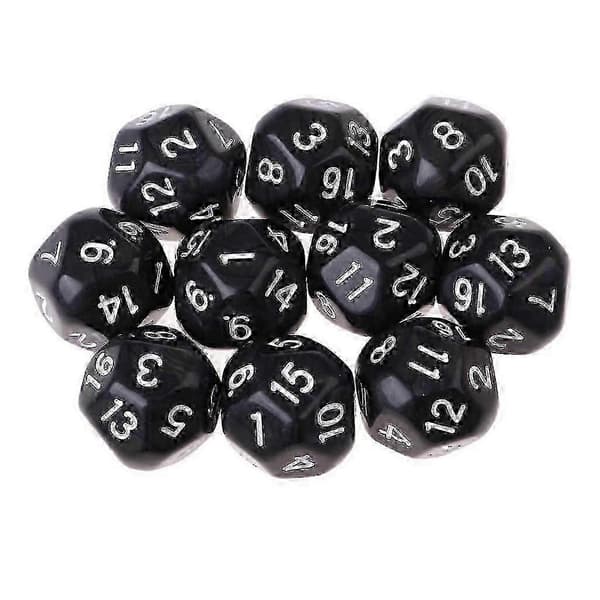 10st 16-sidiga tärningar D16 Polyhedral tärningar för spel Blå Black