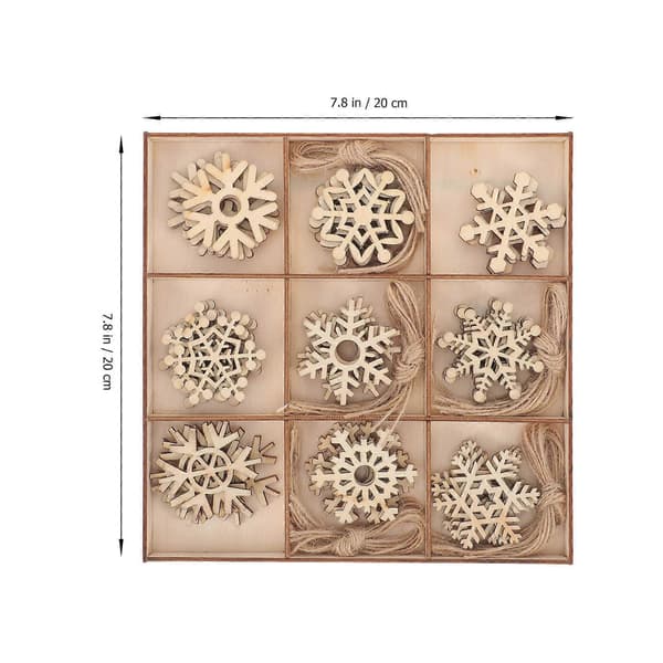 Snefnug-julepynt i træ til ophæng, 3 sæt til julebrug 20X20CM Khaki
