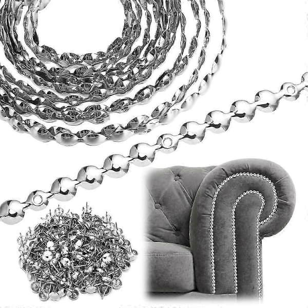 10 stk. D11mm Møbelpolstringssømstrimmel Dekorative sømstrimler til møbler Antik messing møbelpolstringssøm Silver