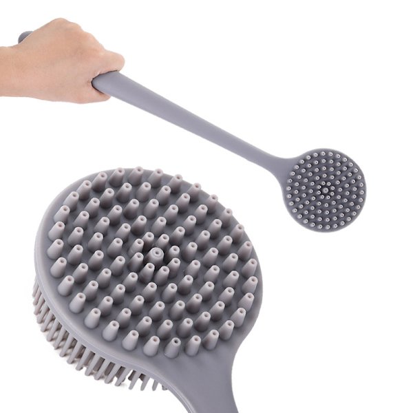 Silicone Back Scrubber for Shower Bath Body Brush with Long Handle