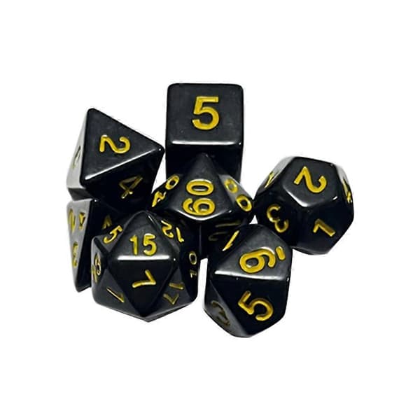 7 stk. terninger DND-terninger Polyhedrale terninger sett Svart-D&D-terninger MTG-rollespillterninger Gul