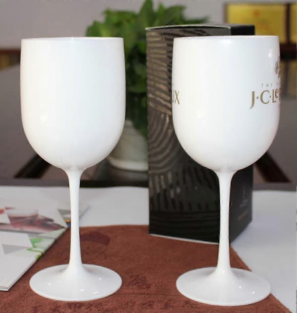2 stk. 480 ml plastikkroner rødvinsglas, hvidt champagneglas til festligheder