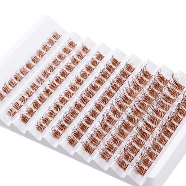 Brown False Eyelashes, Natural D Curl Cat Lashes, DIY Individual Lashes for Home Use and Beginners Z01