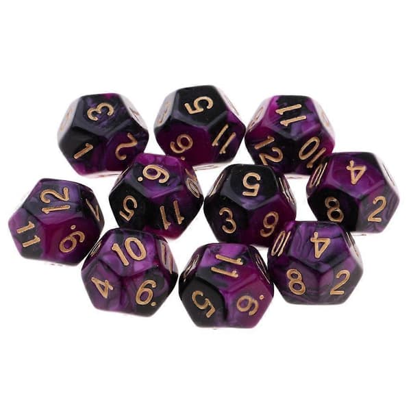 2-4-pack flersidiga tärningar Polyhedron tärningar D12 för D&D TRPG bordsspel 2 Pcs