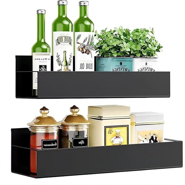 Magnetic Spice Racks for Refrigerator 2 Pack Magnetic Wall Mounted Spice Rack Space Saving No Drilling for Kitchen Storage and Organization Black