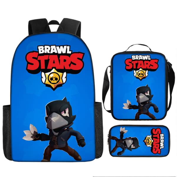 2026 Brawl Stars Backpack 3-piece set 17 inch Game Backpack + Shoulder Bag + Pencil Case (J) 19