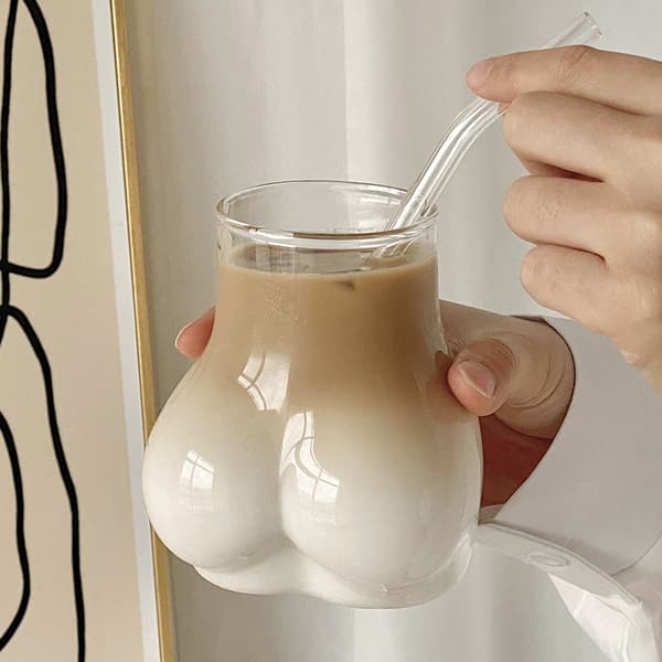 Iskaffekopp e Butt Glass 450ml Glas Morsom kaffekopp Dr