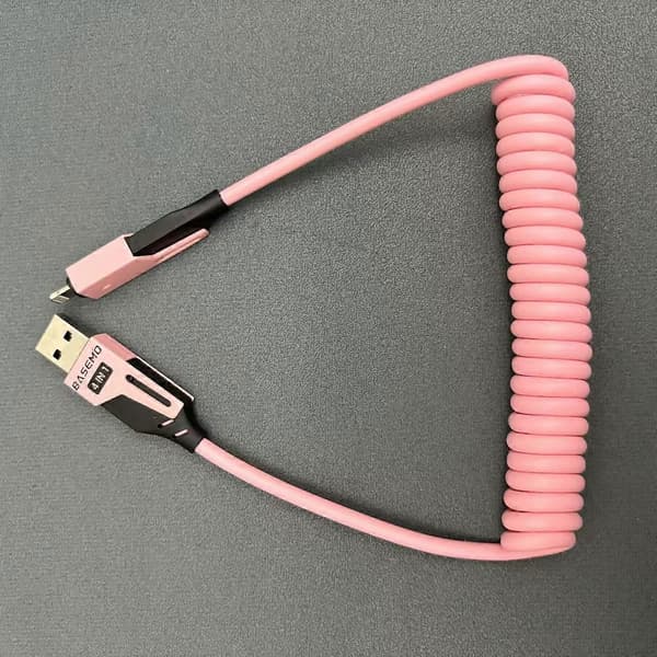 65W-kabel superrask lading 4-i-1 sinklegering USB-C for iPhone 17Pro USB type C-kabel for Xiaomi Samsung PD 1,5M datakabel rosa
