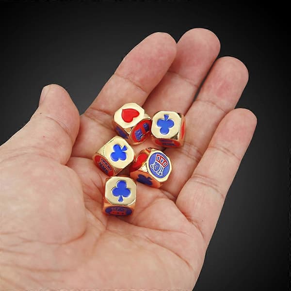 4 stk. bordspillterninger, gullterninger, solide metallterninger, pokerterninger for menn