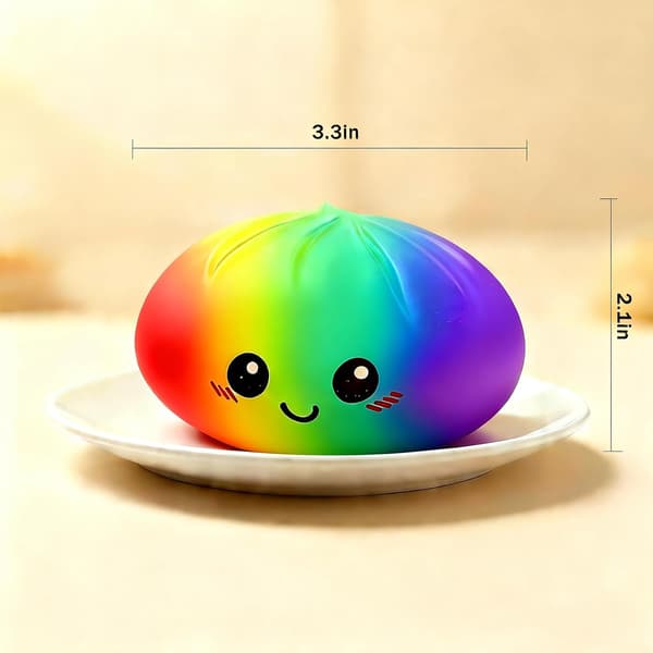Dumpling Squishy Toy, Soft Stress Relief Squeeze Toy in Flour Style (Colorful)