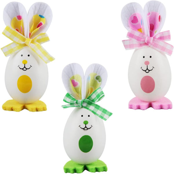 Decorative Rabbit Figurine, 3 Pcs Egg-Shaped Rabbit Ornaments