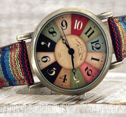 Boho Hippie Ur Regnbue Vævet Rem Armbåndsur Blue
