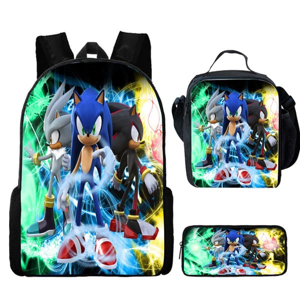 Anime Sonic Lunchväska Ryggsäck Student Pennfodral Sonic backpack Sonic