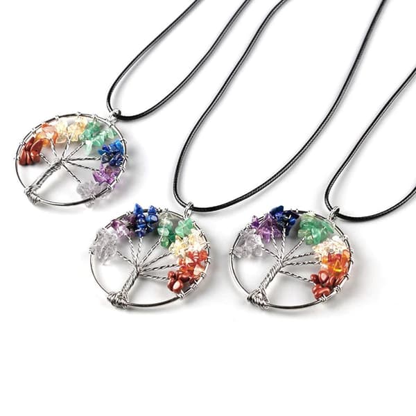 Halsband Livets Träd CHAKRA Livets Träd REM New Age multifärg multicolor