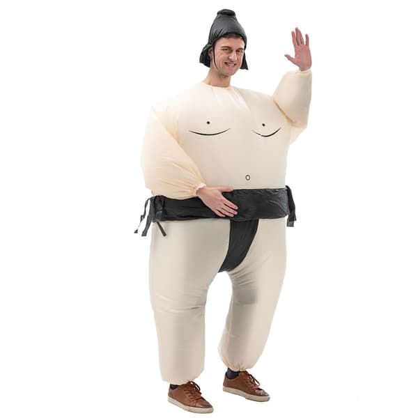 Oppustelig Sort Sumodragt til Børn - Halloween & Jul Black Japanese Sumo