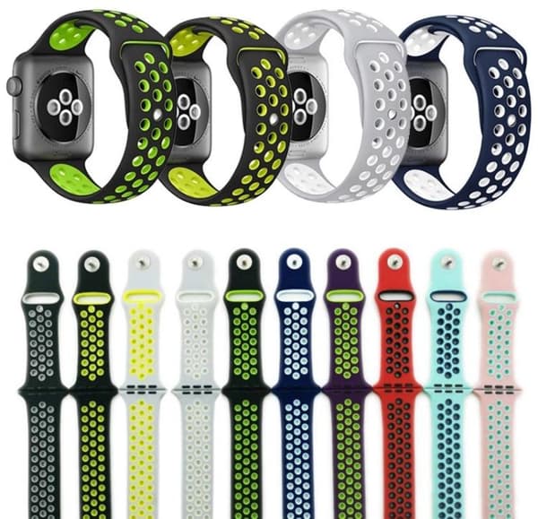 Apple Watch 4 - 44mm - HUTECHs Stilrene Silikonearmbånd Grå/Gul Grå/Gul Large