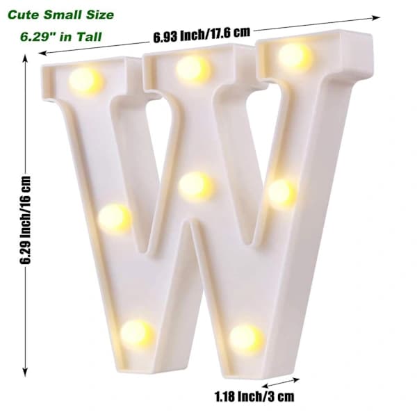 LED Letter Night Light, Waterproof Plastic Alphabet Lamp for Party Bar Cafe Wall Decor, Warm White W 22cm
