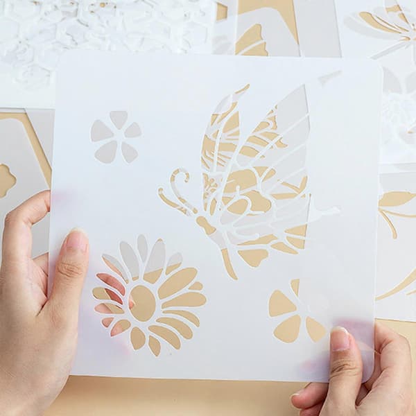 18 stk. blomster- og bladskabeloner til DIY-stenmaling, kunstprojekter og hobbyarbejde