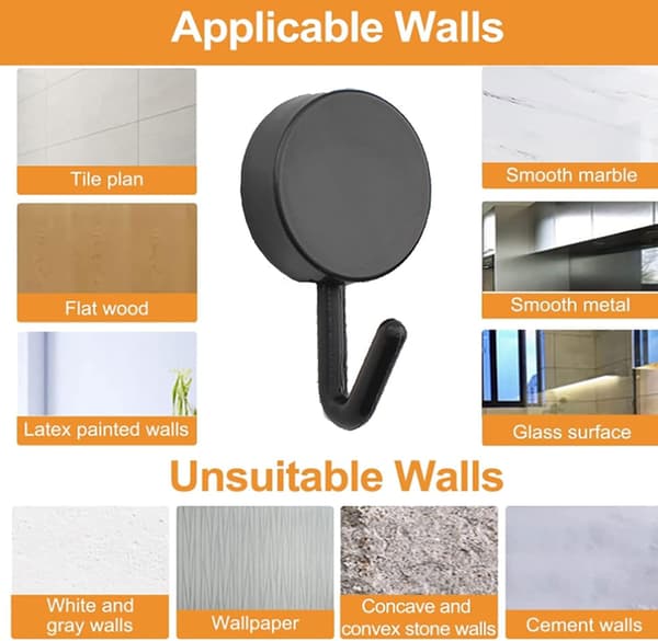 20 Pcs Black & White Self-Adhesive Plastic Hooks, Removable Wall Hooks for Bathroom, Kitchen, Office, Wardrobe, Glass Black White