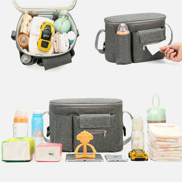 Opbevaringstaske til barnevogn, mamakopholder, SORT black