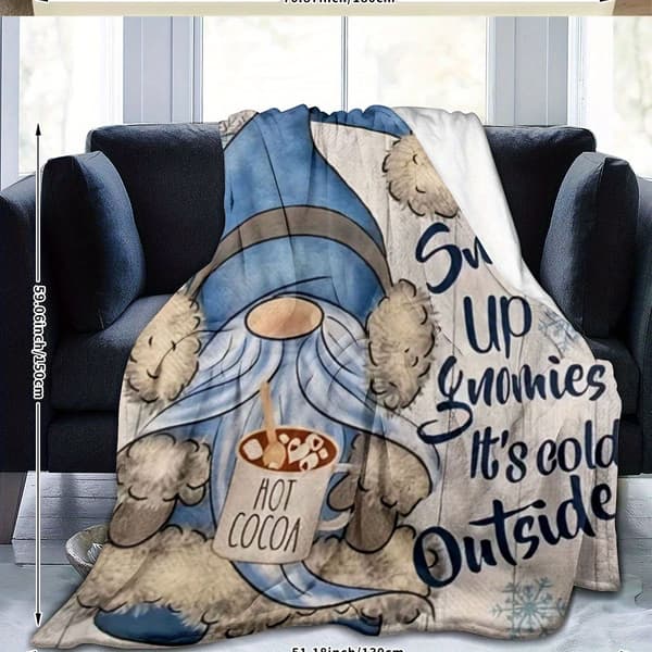 1 st Dvärg Digitaltryck Varm Vinter Presentfilt, Design Mysig och Bekväm Pläd Lämplig för Hem Soffdekor, Sovrum Sjal Sovfilt, 70.87*86.61inch