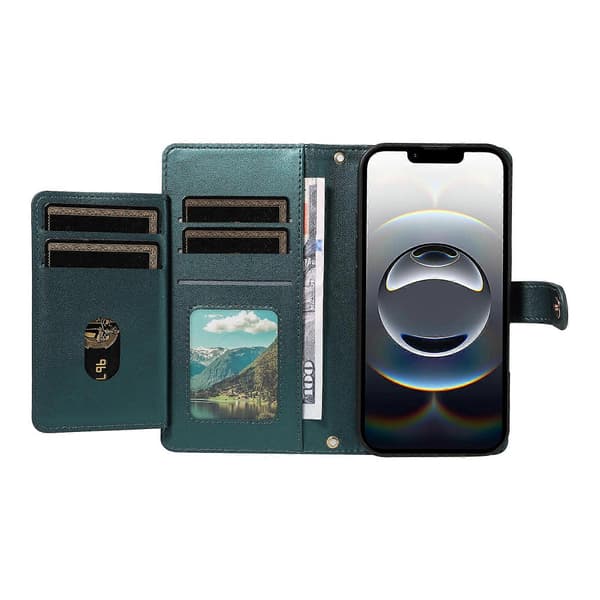Kompatibelt pung-etui med stropper til iPhone 16e, rombeformet læderstativ telefoncover DarkGreen