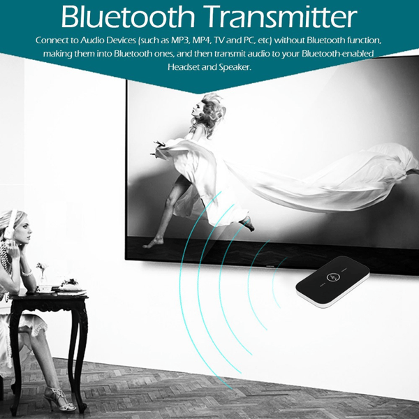 Bluetooth 5.0 Sender Mottaker, 2-i-1 Trådløs Bærbar Stereo Lydadapter Mottaker med RCA/3.5mm AUX Kompatibel Lav Latens HD Lyd