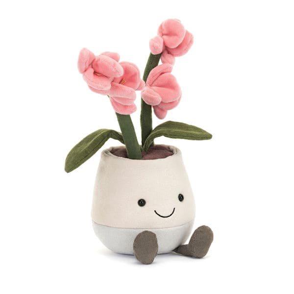 Jellycat Amuseables Rosa Orkidea Pehmolelu, 25 cm Pehmeä Kasvipehmolelu
