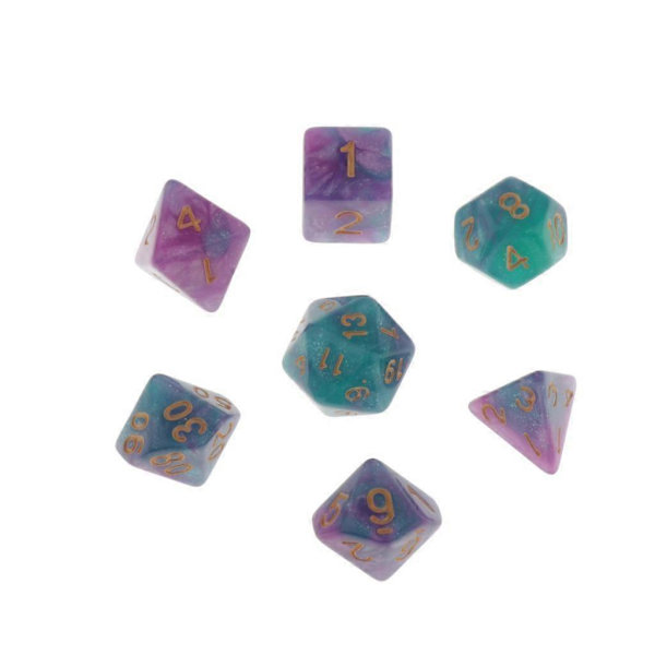 5x7st Polyhedral Tärningar D4 D6 D8 D10 D12 D20 för RPG-spel Grön 6 Pcs