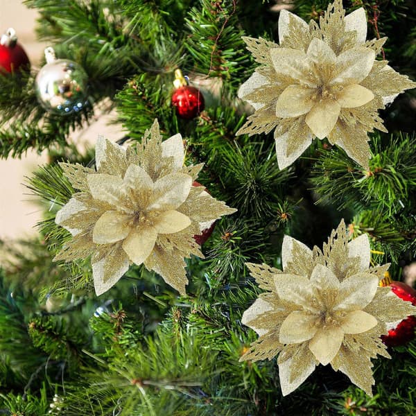 Gyldne juletræspynt til ophæng, 2 sæt