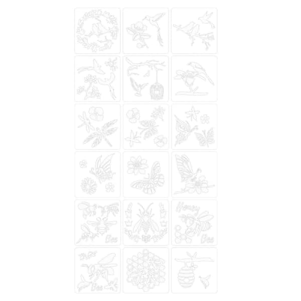 18 stk. blomster- og bladskabeloner til DIY-stenmaling, kunstprojekter og hobbyarbejde