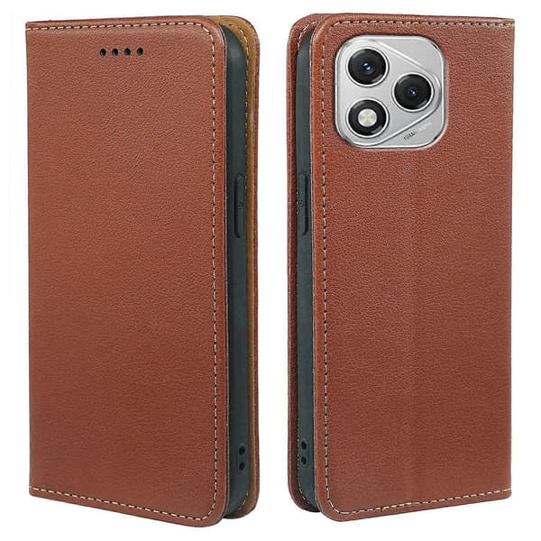 Pung etui til Honor 400 Lite 5G med RFID-beskyttelse, læder, stærk magnetisk lukning Multicolor Multicolor Brown