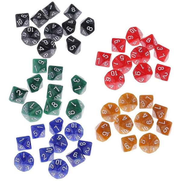 10x10 Stykker Plastik 10-sidet Terning D10 til Fest Bar Spil Tilbehør Blå