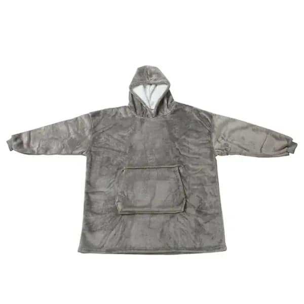 Oversized hoodie-tæppe i ultrablød fleece - grå