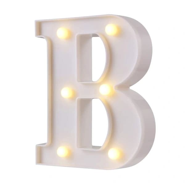 LED Letter Night Light B, Waterproof Plastic Alphabet Lamp for Party Bar Cafe Wall Decor, Warm White 22cm