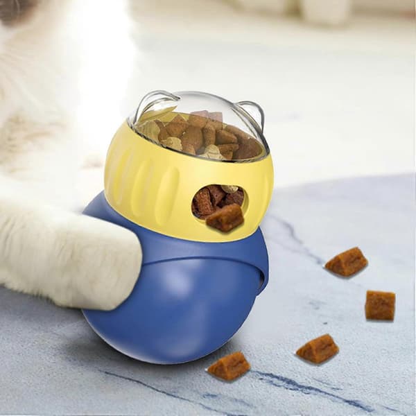 Godbidskugle til hund og kat, automatisk foderdispenser, justerbart puslespilslegetøj til indendørs brug med genopfyldelig bold til intelligensudvikling
