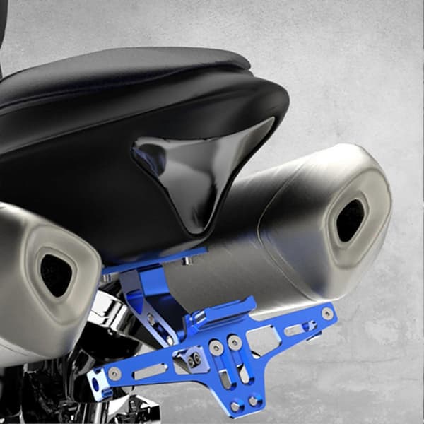 Justerbar teleskopisk nummerpladeholder i aluminiumslegering med LED-lys til motorcykel