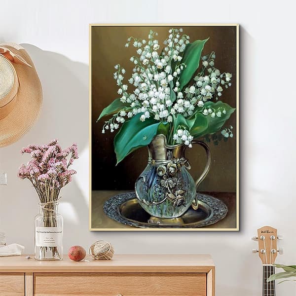 5D Diamantmaling Blomster for Voksne, Diamantkunst Kostymestrøm