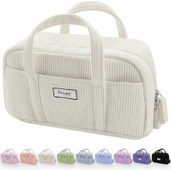 Large Pencil Case, Extra Large Pencil Pouch with 5 Compartments, Soft Corduroy Zipper Pencil Case