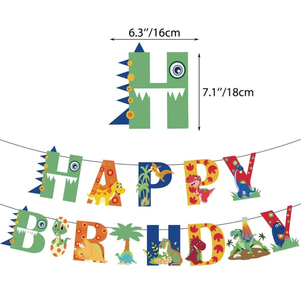 37 Pieces Dinosaur Decoration, Dinosaur Theme Party Balloons, Di B